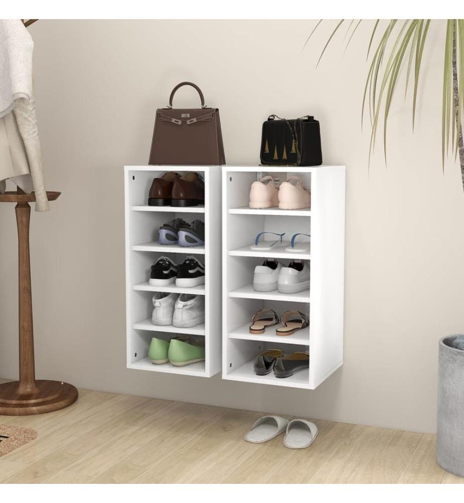 Schuhschränke 2 Stk. Weiss 31,5x35x70 cm Holzwerkstoff