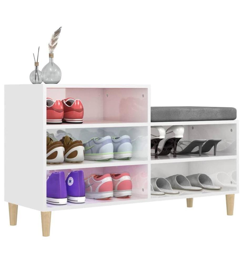 Schuhregal Hochglanz-Weiss 102x36x60 cm Holzwerkstoff