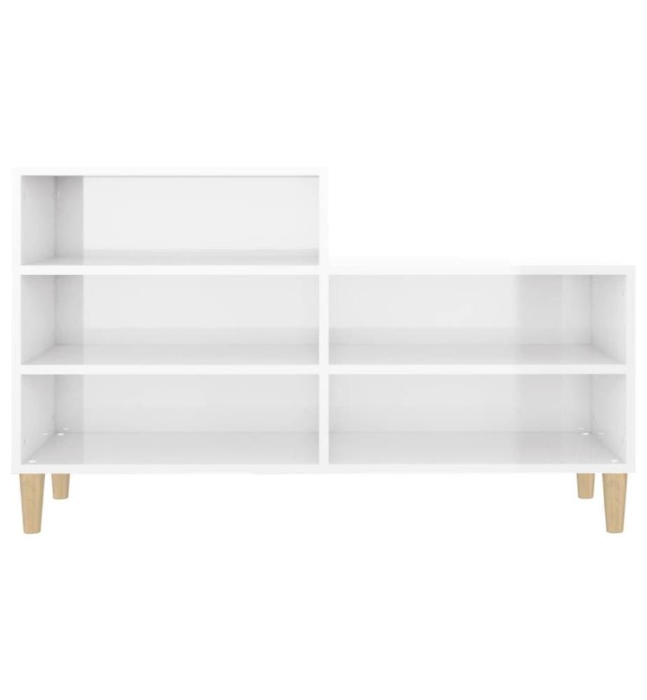 Schuhregal Hochglanz-Weiss 102x36x60 cm Holzwerkstoff
