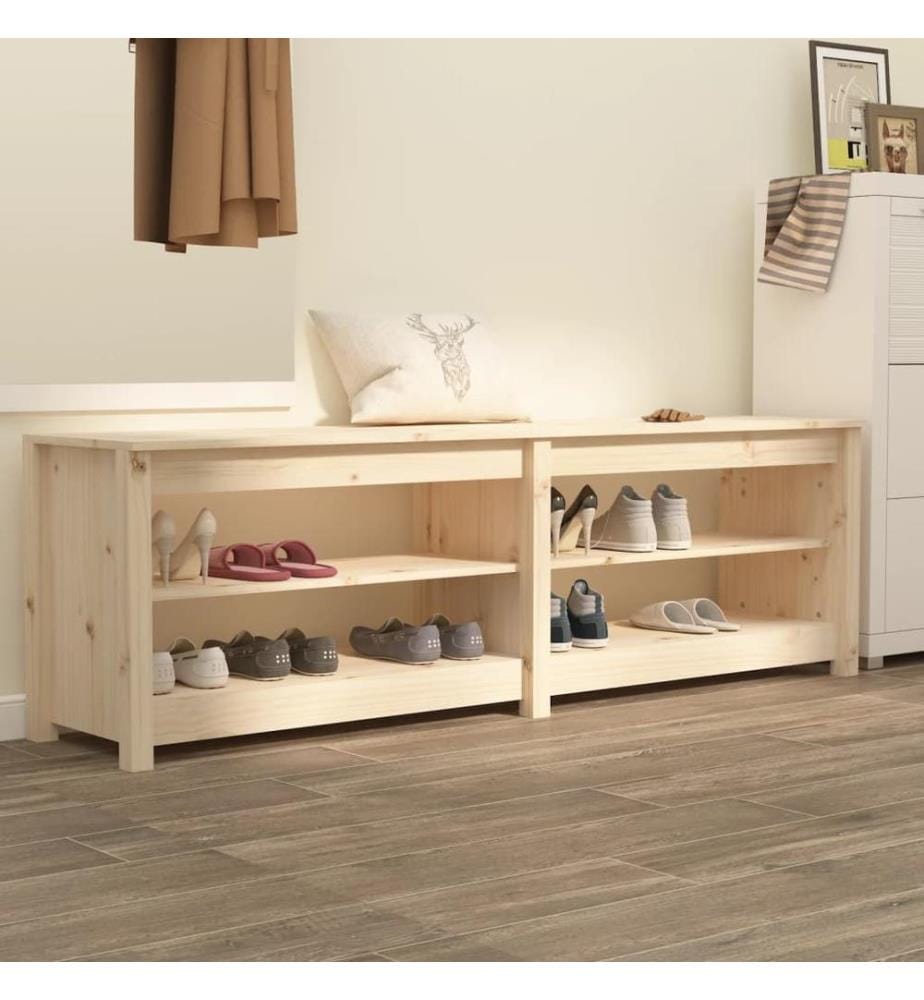 Schuhbank 160x36,5x50 cm Massivholz Kiefer