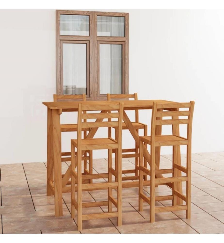 Ensemble de bar d'extérieur 5 pcs Bois d'acacia massif