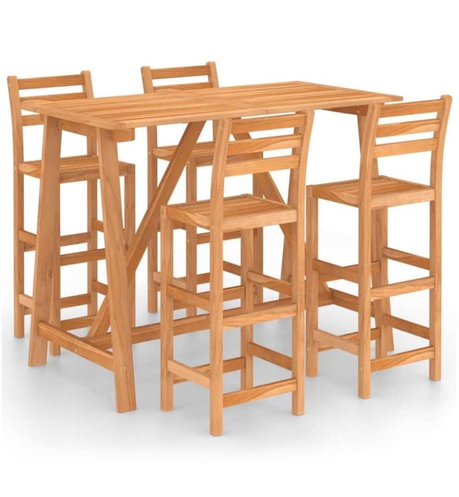 Ensemble de bar d'extérieur 5 pcs Bois d'acacia massif