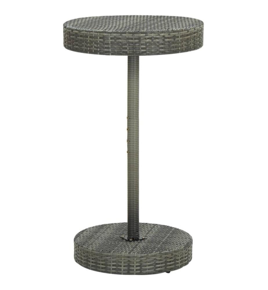 3-tlg. Gartenbar-Set mit Kissen Poly Rattan Grau