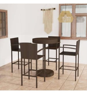 5-tlg. Gartenbar-Set Poly Rattan Braun