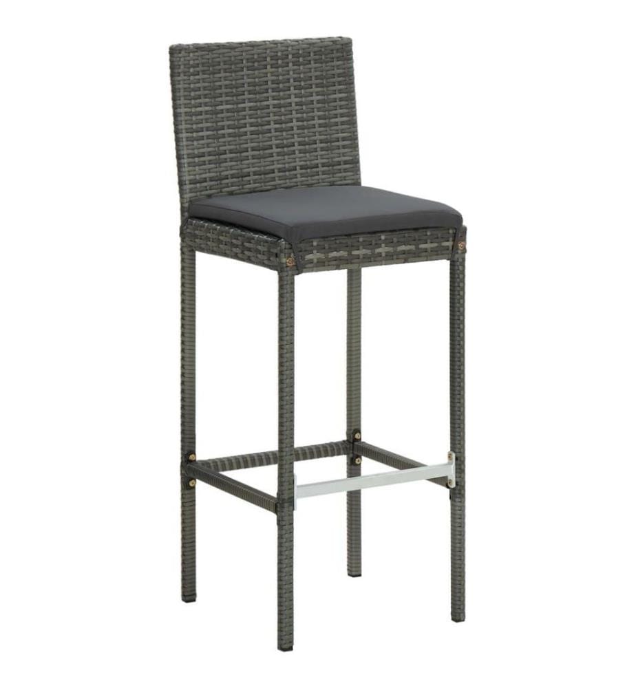 7-tlg. Gartenbar-Set mit Kissen Poly Rattan Grau