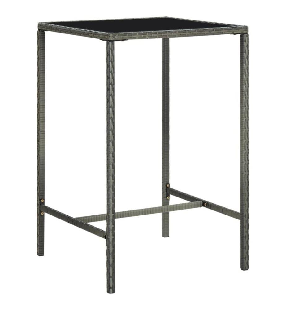 3-tlg. Gartenbar-Set mit Kissen Poly Rattan Grau