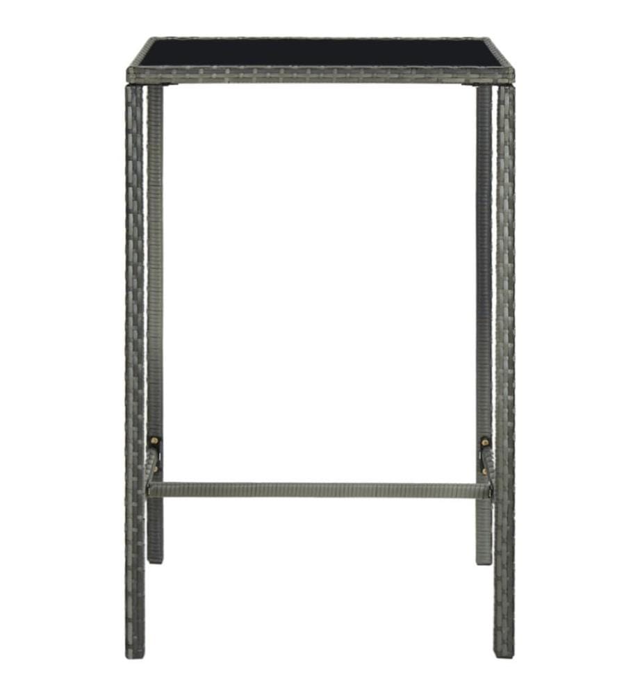 3-tlg. Gartenbar-Set mit Kissen Poly Rattan Grau