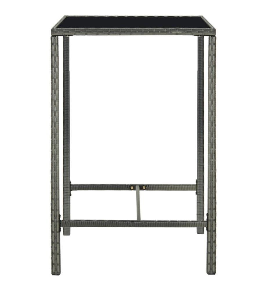 3-tlg. Gartenbar-Set mit Kissen Poly Rattan Grau