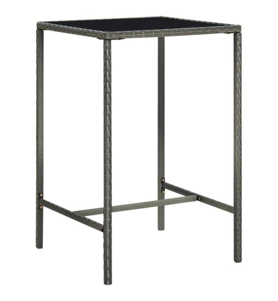 5-tlg. Gartenbar-Set mit Kissen Poly Rattan Grau