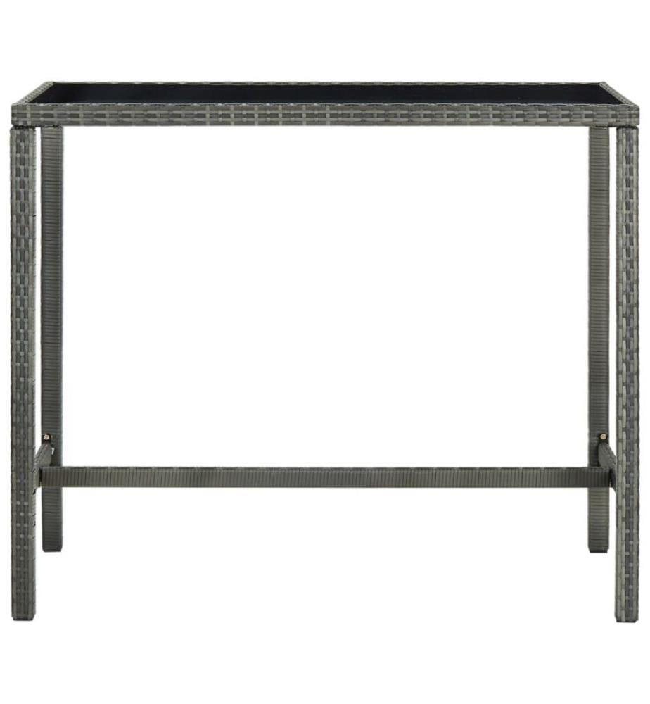 7-tlg. Gartenbar-Set mit Kissen Poly Rattan Grau