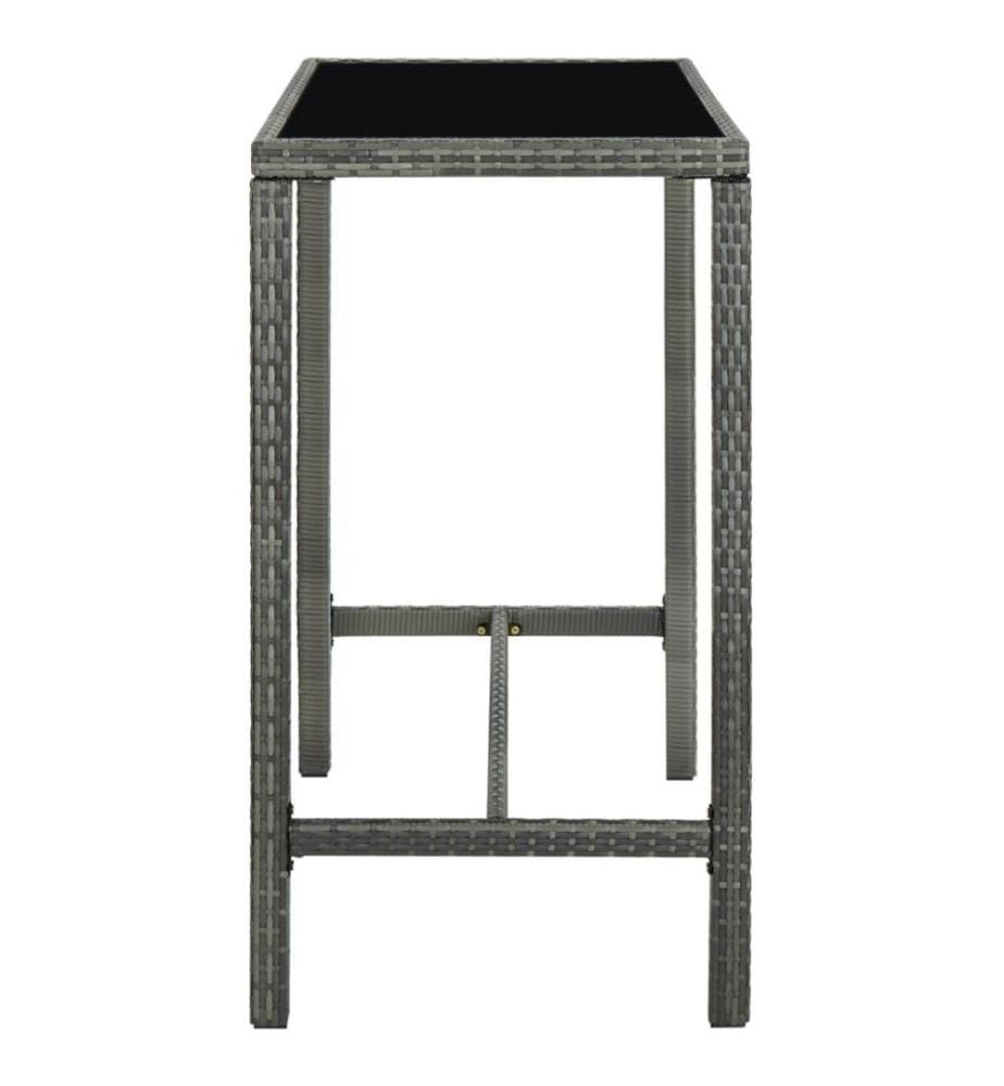 7-tlg. Gartenbar-Set mit Kissen Poly Rattan Grau