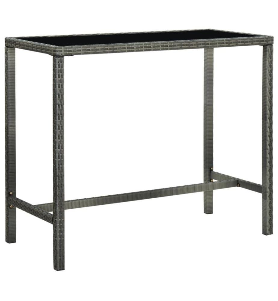 9-tlg. Gartenbar-Set mit Kissen Poly Rattan Grau