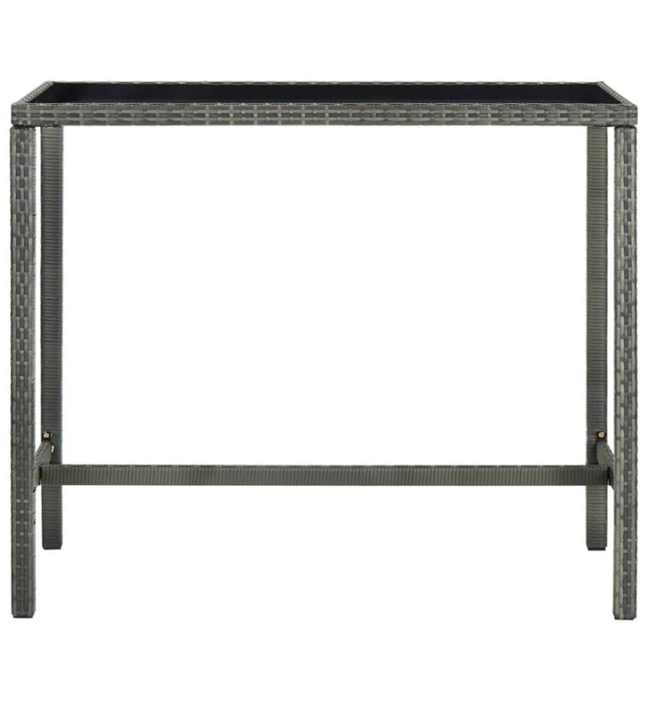 9-tlg. Gartenbar-Set mit Kissen Poly Rattan Grau