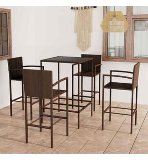 5-tlg. Gartenbar-Set Poly Rattan Braun