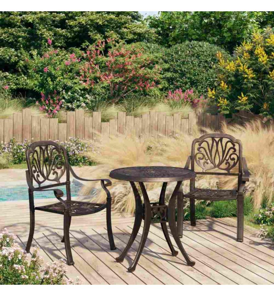 3-tlg. Bistro-Set Aluminiumguss Bronzen