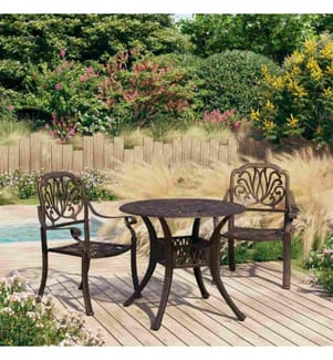 3-tlg. Bistro-Set Aluminiumguss Bronzen