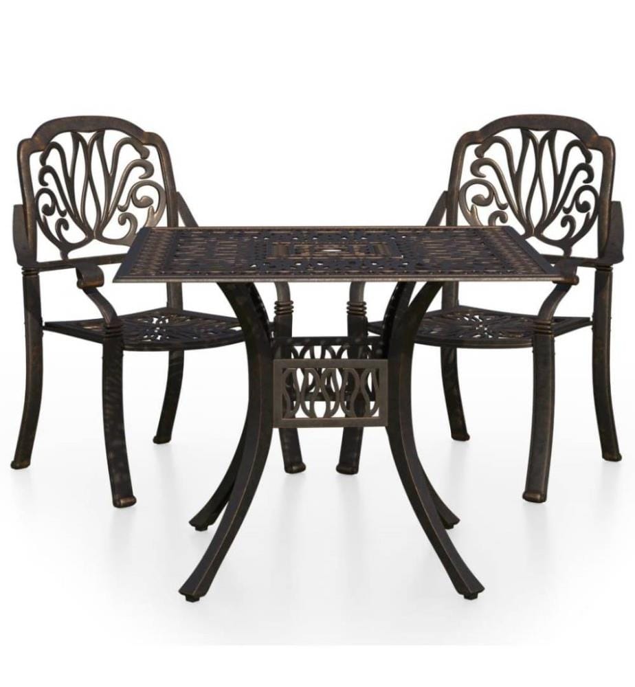 3-tlg. Bistro-Set Aluminiumguss Bronzen