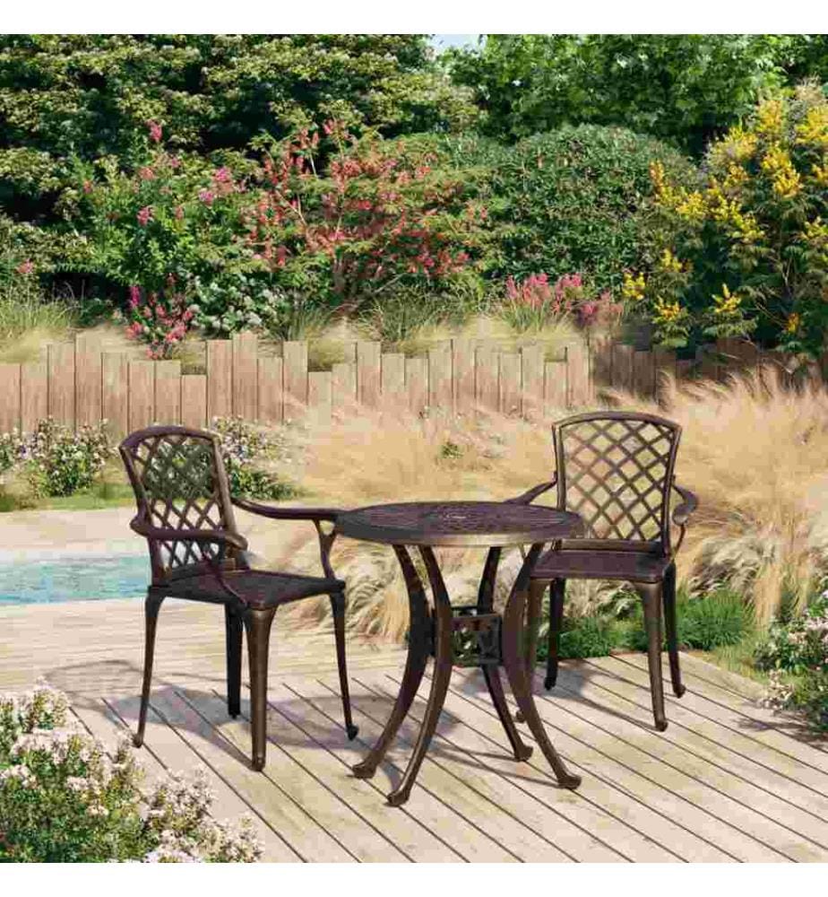 3-tlg. Bistro-Set Aluminiumguss Bronzen