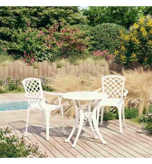 3-tlg. Bistro-Set Aluminiumguss Weiss
