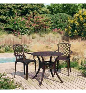 3-tlg. Bistro-Set Aluminiumguss Bronzen