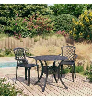 3-tlg. Bistro-Set Aluminiumguss Schwarz