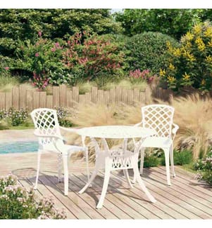 3-tlg. Bistro-Set Aluminiumguss Weiss