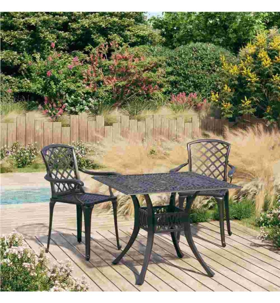 3-tlg. Bistro-Set Aluminiumguss Schwarz