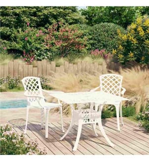 3-tlg. Bistro-Set Aluminiumguss Weiss