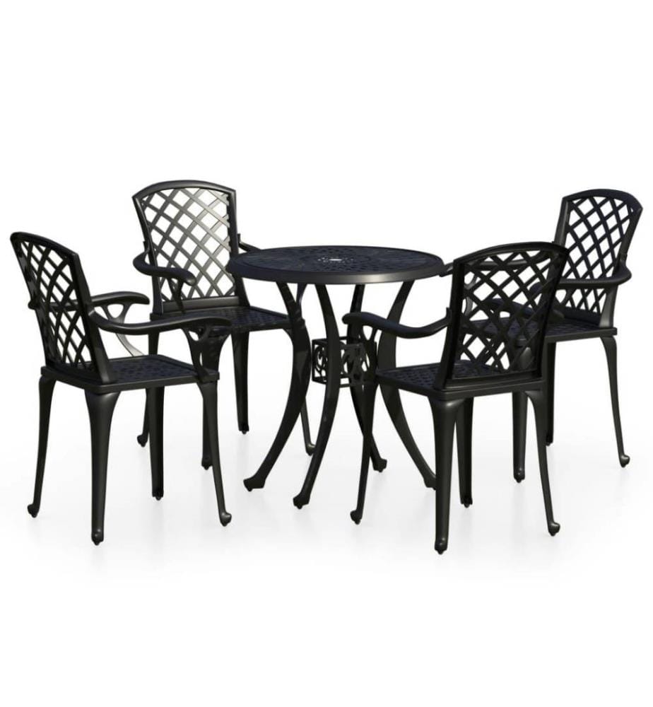 Ensemble de bistro 5 pcs Aluminium coulé Noir