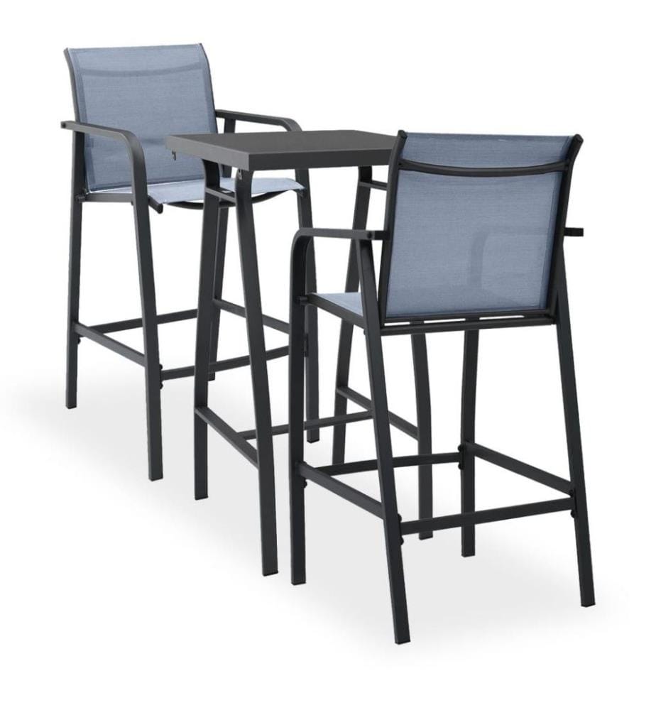 3-tlg. Gartenbar-Set Schwarz und Grau
