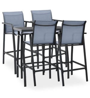 5-tlg. Gartenbar-Set Schwarz und Grau
