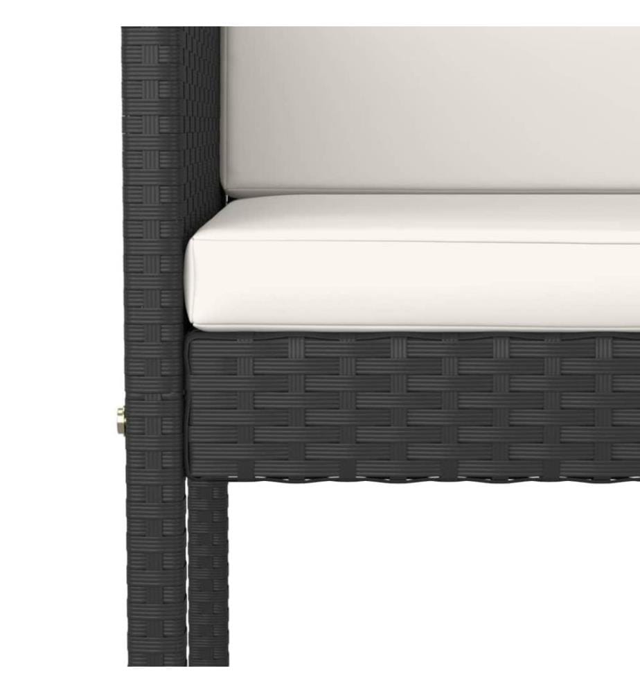 5-tlg. Gartenbar-Set mit Kissen Poly Rattan Schwarz