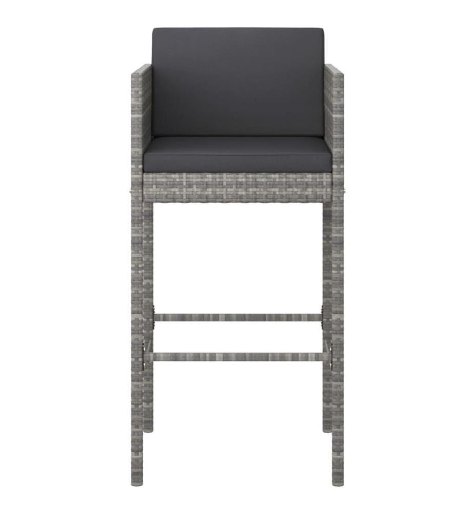 5-tlg. Gartenbar-Set mit Kissen Poly Rattan Grau