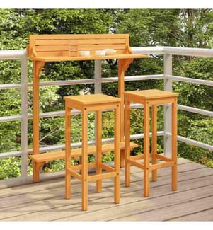 3-tlg. Balkon-Bar-Set Massivholz Akazie