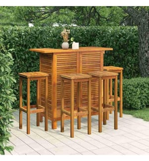 5-tlg. Gartenbar-Set Massivholz Akazie