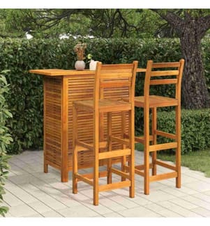 3-tlg. Gartenbar-Set Massivholz Akazie