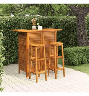 3-tlg. Gartenbar-Set Massivholz Akazie