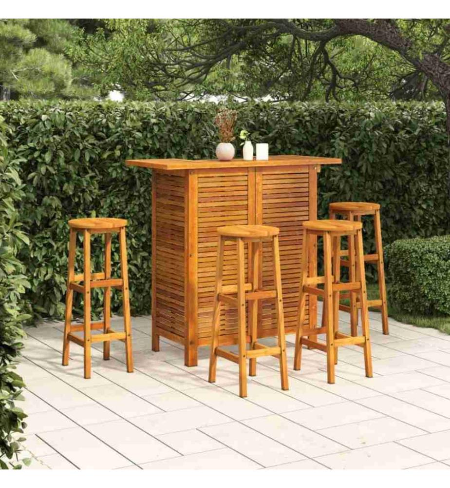 5-tlg. Gartenbar-Set Massivholz Akazie