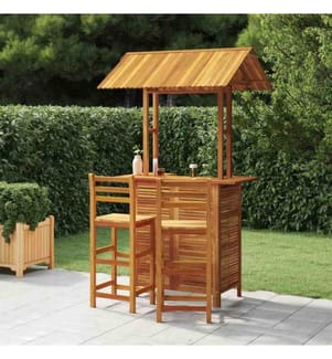 3-tlg. Gartenbar-Set Massivholz Akazie