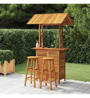 3-tlg. Gartenbar-Set Massivholz Akazie