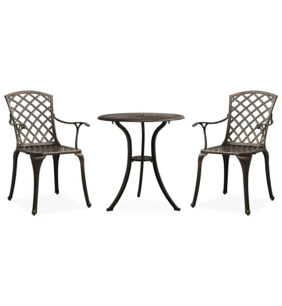 3-tlg. Bistro-Set Aluminiumguss Bronzen