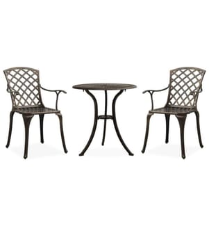 3-tlg. Bistro-Set Aluminiumguss Bronzen