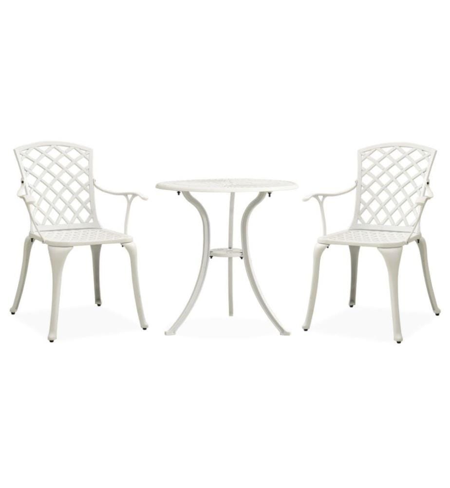 3-tlg. Bistro-Set Aluminiumguss Weiss