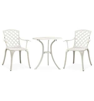 3-tlg. Bistro-Set Aluminiumguss Weiss