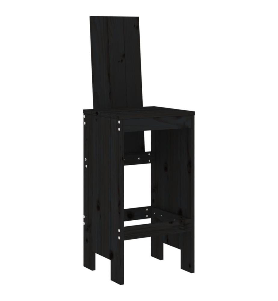 Ensemble de bar de jardin 5 pcs noir bois de pin massif