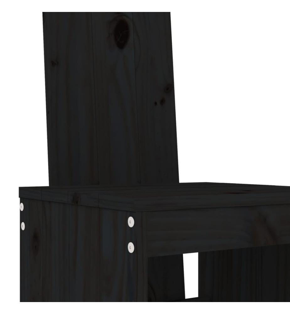 Ensemble de bar de jardin 5 pcs noir bois de pin massif