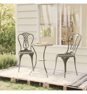3-tlg. Bistro-Set Aluminiumguss Grün