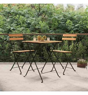 3-tlg. Bitro-Set Klappbar Massivholz Teak und Stahl