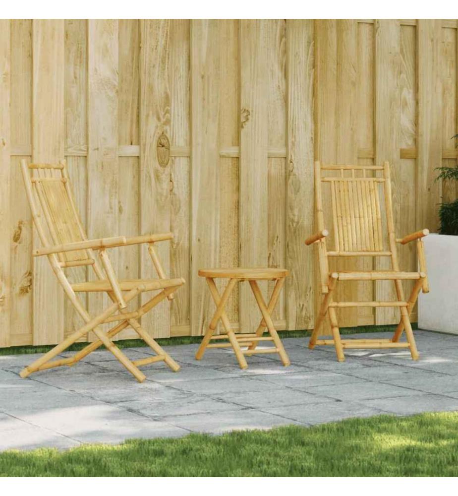 3-tlg. Bistro-Set Bambus