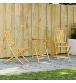 3-tlg. Bistro-Set Bambus